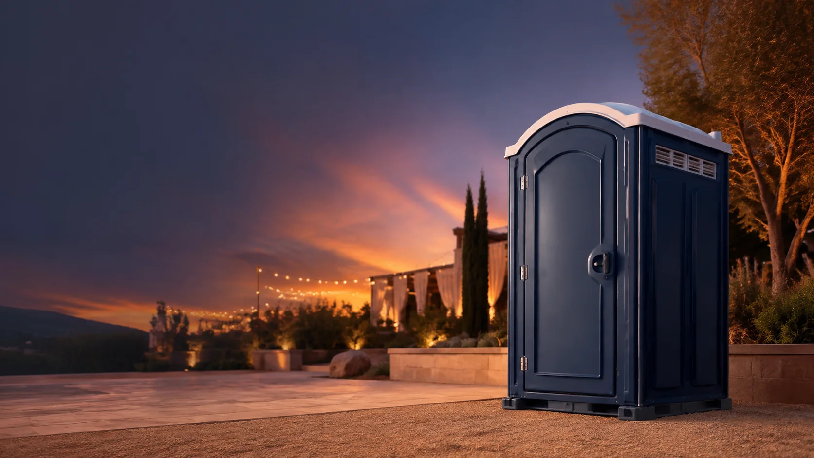 Portable restroom shown for rental planning in Dallas-Fort Worth, TX